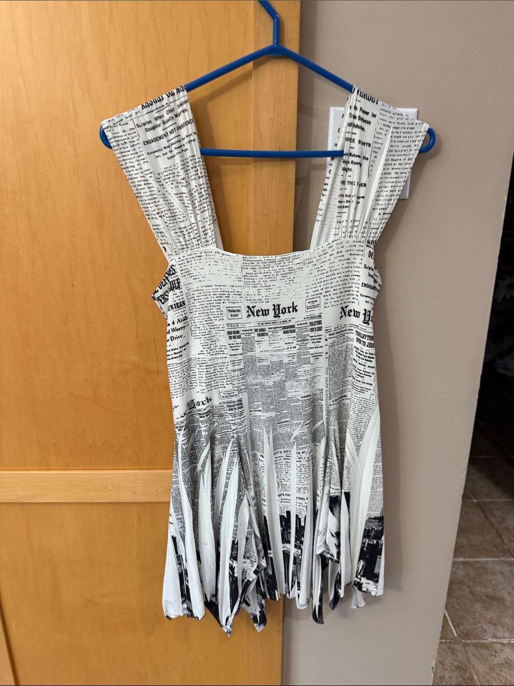 Newspaper print tank- Black & White & some glitter